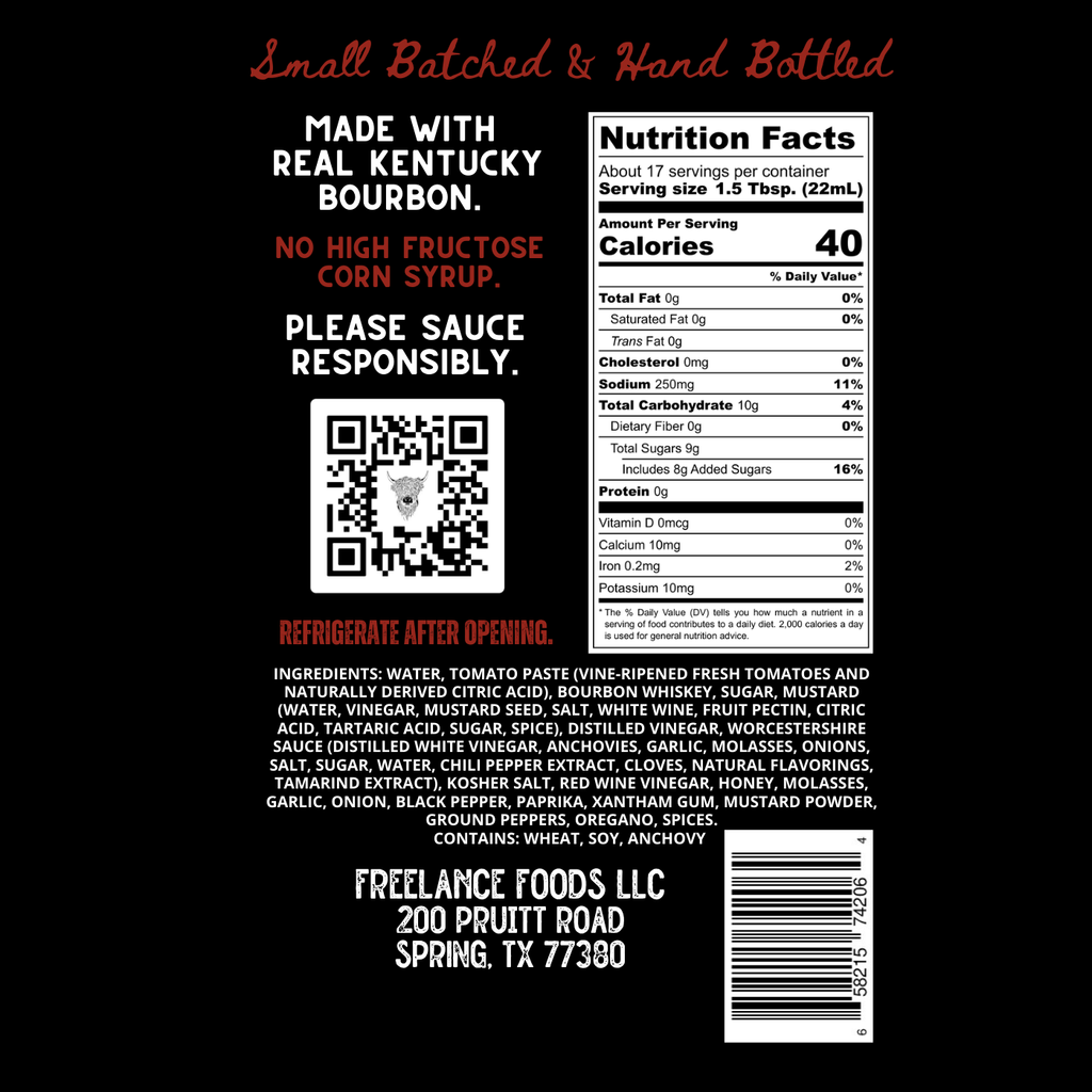 Freelance Foods Bourbon BBQ Sauce | Sweet, Smoky & Spicy